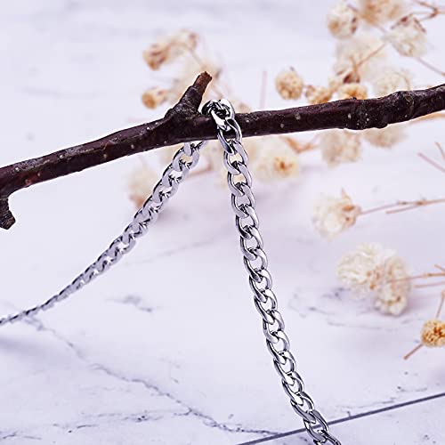 Pandahall 10M/32.8 Feet 304 Stainless Steel Curb Cuban Link Chain Twisted Cross Unwelded Connector Necklace Finding For Men Women Multi-Layer Bracelet Anklet Jewelry Making 5X3X0.8Mm #TOP2