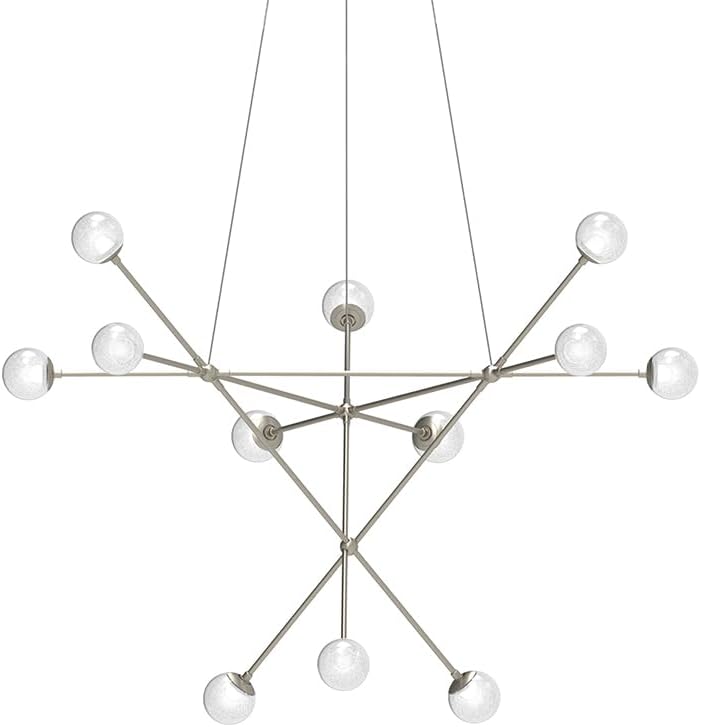 Proton Alpha LED Pendant - Satin Nickel - White Crushed Glass