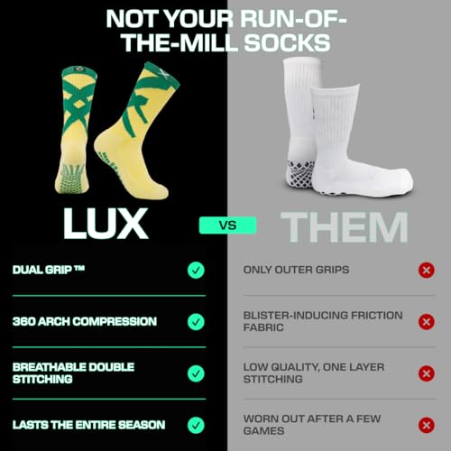 Image of Lux Dual Grip Soccer Socks for Men & Women - DualGrip Engineered for Performance & Comfort - Anti-Slip Grip Socks for Soccer