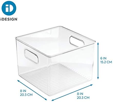 iDesign 71230 Cabinet/Kitchen Binz Kitchen Storage Container, Large Plastic Storage Boxes for the Fridge, zer or Pantry, Clear, 20.3 cm by 20.3 cm by 15.2cm