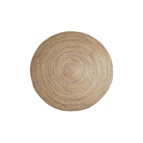 Generico Tappeto ovale in rattan naturale, tappetino in canna d'acqua intrecciato a mano, tappeto in paglia biologica per soggiorno, camera da letto, arredamento boho per la casa(Round,100cm)