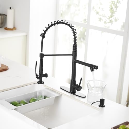 Image of Fapully Commercial Pull Down Kitchen Sink Faucet with Sprayer Matte Black