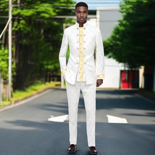 Men`s Suits African Clothes Slim Fit Blazer and Pants Set Traditional Attire Dashiki Outfits2
