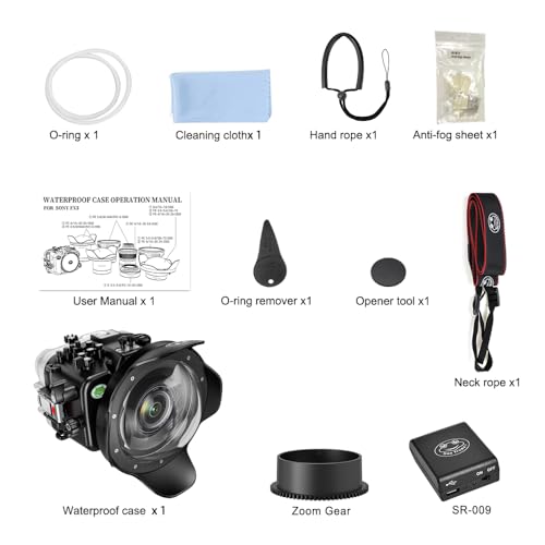 Ficha técnica Carcasa impermeable para cámara compatible con Sony FX-3 de 16 a 50 mm, clasificación IPX8, profundidad máxima de buceo de 40 m, para buceo, surf, canotaje, esquí. - Fernando Cortés