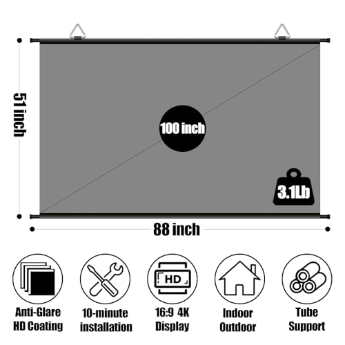 100 inch Projector Screen, ALR Projection Screen for Indoor Outdoor by XIAOHUI - Used condition - Image 8