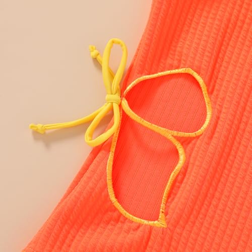 Image of Girls Swimsuit One Piece Bathing Suit Adjustable Straps Solid Color Cut Out Butterfly Girls' Swimwear for 7-14Y