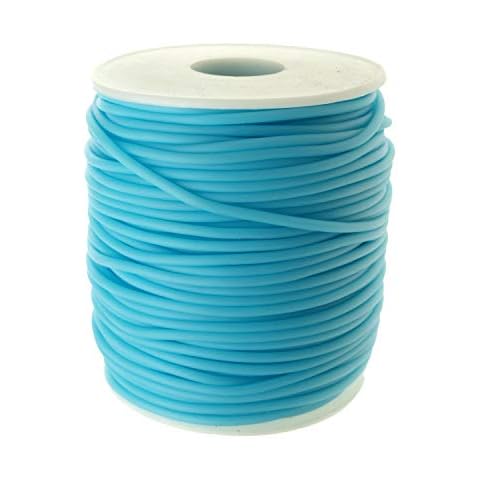 Cyan Rubber Hollow Tube Cord 5M Continuous Length 2mm Thick Cover