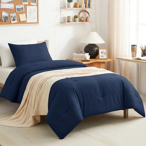 CozyLux Twin Comforter Set Navy Blue Twin XL, 2 Pieces Twin Extra...