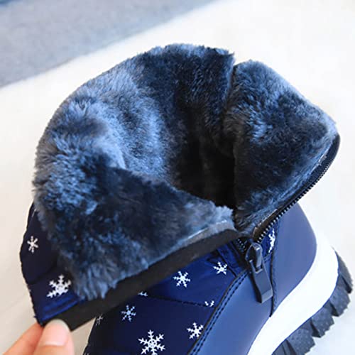 Kids Snow Boots Boy's Girl's W𝐚terproof Cold Weather Classic Booties Winger Boots Boys Hiking Thick Soles Shoes4