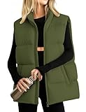 Xiaoxuemeng Womens Puffer Vest Collared Sleeveless Zip Up Padded Gilet Jacket Outwear (ArmyGreen-S)