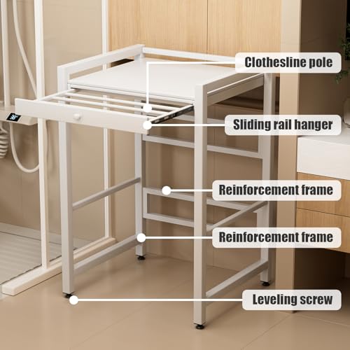 yoakaiax Washer Dryer Shelf Over The Washer Storage Shelf, Washing Machine Storage Utility Rack with Countertop, Height Adjustable Washing Machine Storages Stand White - Image 6