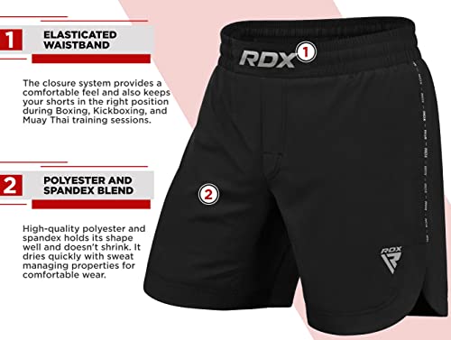 RDX MMA Pantalones para Entrenamiento y Kickboxing - Cortos para Artes Marciales, Grappling, Sparring, Boxeo, Cage Fight - Shorts para BJJ, Muay Thai, Gimnasio Fitness y Deportivos de Combate