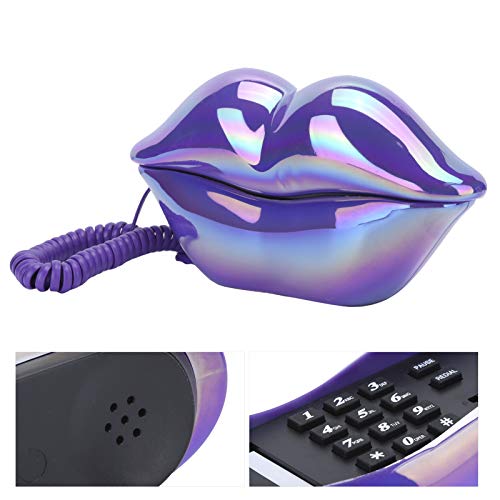 Teléfono fijo alámbrico con diseño de labios electroplateado miniatura 6