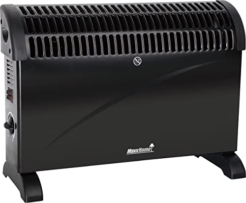 MaxxHome, Radiateurs électriques, Convecteur , Avec 3 Réglages de Chaleur, 2000 Watts, Chauffage Électrique Jusqu'à 55m² Pour Salon, Salle de Bains & Chambres, Noir Cover