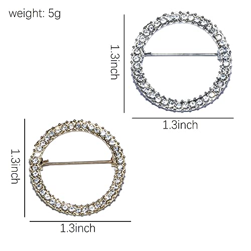 2Pieces Shiny Geometry Circle Round Brooch For Women Girls Suit Lapel Pins For Party Wedding Gift Fashion Feminist Rhinestone Crystal Accessories For Shawl Scarf Buckle Sweater Cardigan #TOP1