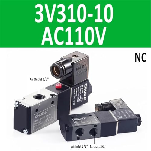 Vanne solénoïde pneumatique 3V210-08 normalement fermée DC24V pour vérin - 3