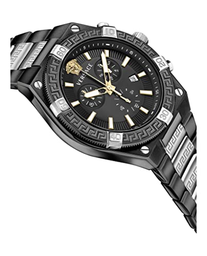 Versace V-Sporty Greca Collection Luxury Mens Watch Timepieces with a Black Bracelet, Case and Dial3