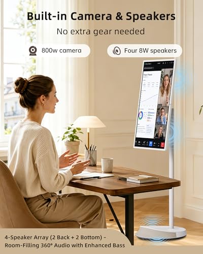 Image of KTC MEGAPAD 32 Inch 4K Smart Portable TV on Wheels,16G+256G Storage, Android OS EDLA Certified, Four 8W Speakers, Built-in Battery&Camera, Voice Remote, UHD Touch Screen with Rolling Stand, A32Q7 Max