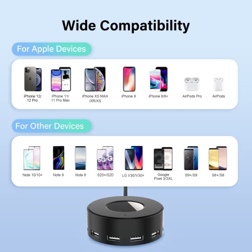6-Port Usb Charger Charging Station With Smart Identification, Desktop Multi-Port Usb Charger Charging Station For Multiple Devices, Iphone Ipad Tablets Cellphones (Black) #TOP4