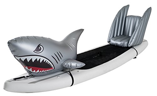 Stand Up Floats Inflatable Toy Shark and seat Easily attaches to Any SUP Paddle Board with Removable Universal Harness, Grey, Large