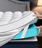 Panyu Dual Layer 4 Inch Memory Foam Mattress Topper Queen Size, 2' Cooling Gel Memory Foam & 2' Pillow Top Bed Topper, CertiPUR-US Mattress Cover for Pressure Relief, 21' Deep Pocket, White