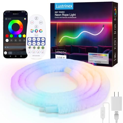 Luces de cuerda LED Neon, RGBIC 10ft, control Bluetooth miniatura 1