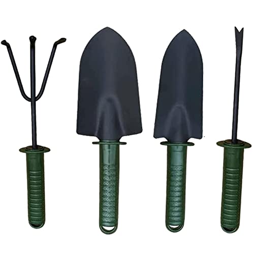 Juego de Herramientas de jardín, Herramientas de jardinería de 4 Piezas, Incluye Paleta de jardín, Paleta de trasplante y rastrillo de Mano con Mango ergonómico Antideslizante, Kit