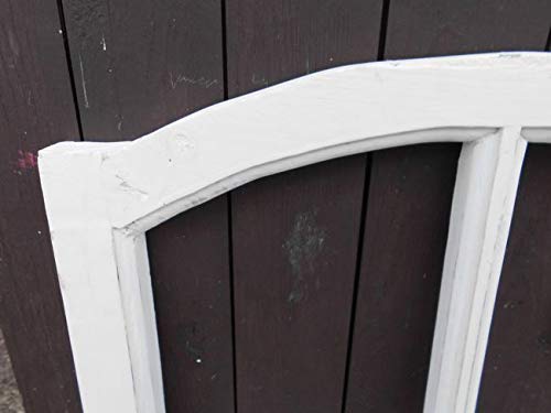 Großes Fenster Sprossenfenster Dekorahmen abgerundet Holz weiss 112 cm