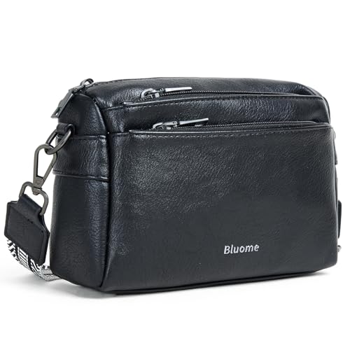 Image of Bluome Crossbody Purse for Women Multi Pocket Crossbody Bag with 3 Front Pockets Leather Shoulder Bag Everyday Travel Bag