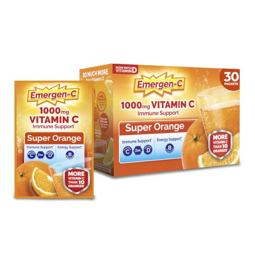 Emergen-C Vitamin C 1000mg Immune Support Powder Orange 30 Packets