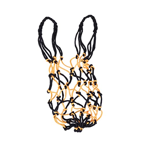 Mikikit Heavy Duty Drawstring Storage Bag Durable Nylon Mesh Net Basketball Carrier Versatile Sports Equipment Bag for Soccer Gym and Beach Activities Yellow and Black