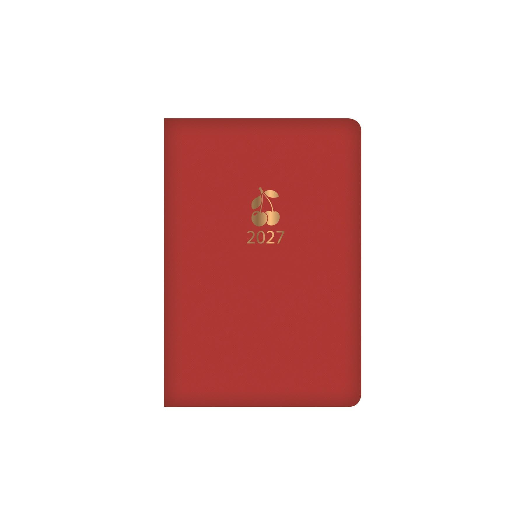 Taschenkalender 2027, Wochenansicht, A7, Red Cherry, Softcover | Kompakter Organizer, leicht, tragbar, Reisetagebuch, Arbeitsstudium, Mini-Handtaschengröße, persönliches Tagebuch