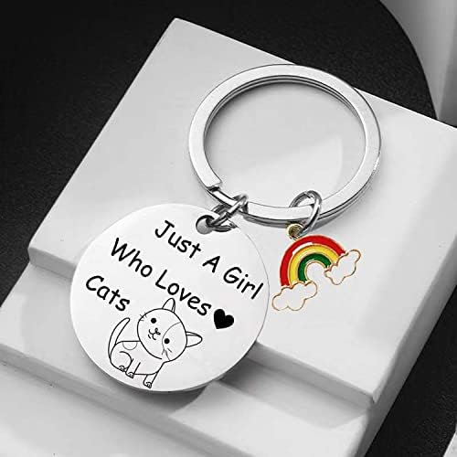 Cat Keyring Funny Keyring Gifts for Cat Lovers Animal Lover Gift Keyring Cat Lover Gift for Girls Women, Girl Who Loves Cats Keyring with Gift Box