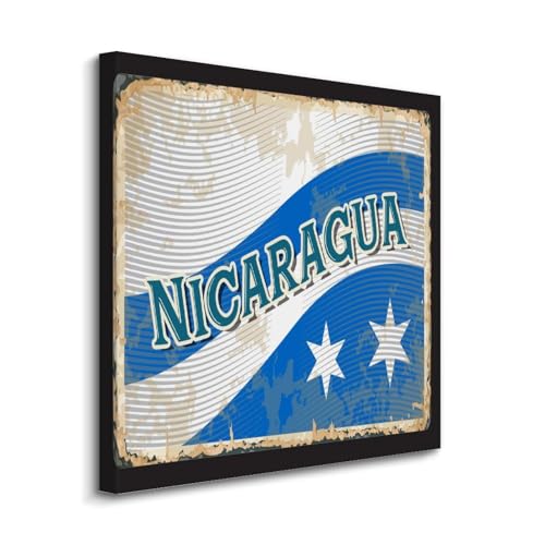 Lienzo de la bandera de Nicaragua con impresión de alta calidad en cuadro de 20x20 pulgadas