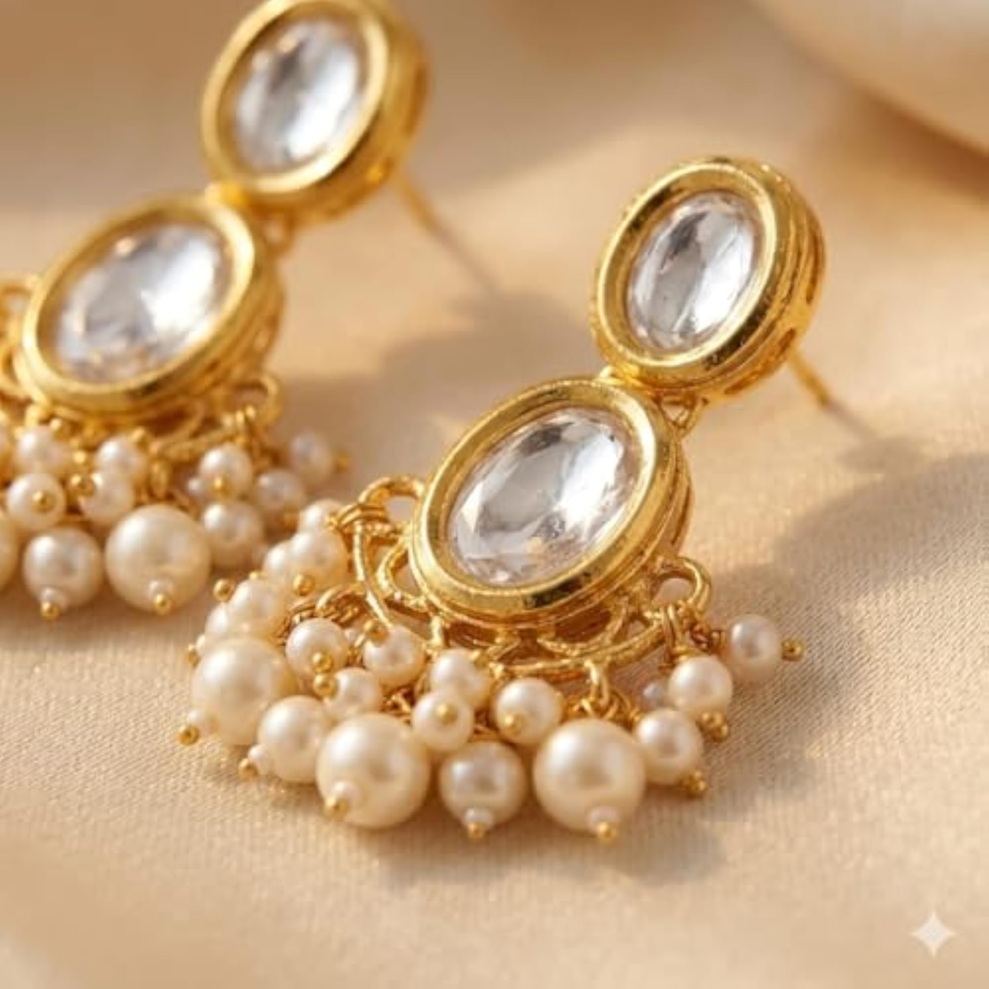 Women's Pearl and Crystal Stud Earrings, Elegant Ear Jacket Style