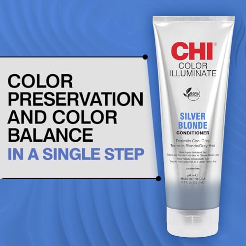 Image of CHI Color Illuminate Conditioner, Helps Maintain Fresh Color In Natural & Color-Treated Hair, Sulfate, Paraben, & Cruelty-Free, Silver Blonde, 8.5 Oz