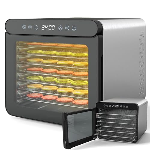 RELAX4LIFE Déshydrateur Alimentaire avec 7 Plateaux, Minuterie de 24 Heures et Température de 30-75℃, Déshydrateur en Acier Inoxydable pour Fruits, Légumes, Viande (34x41x32cm)