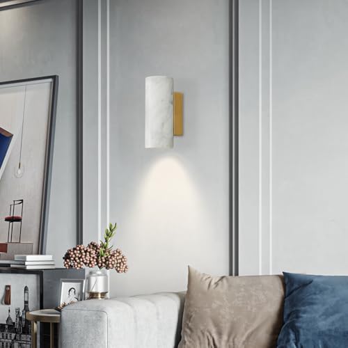 Lámpara de pared de mármol natural E27 para iluminar tu dormitorio con un estilo moderno blanco 5