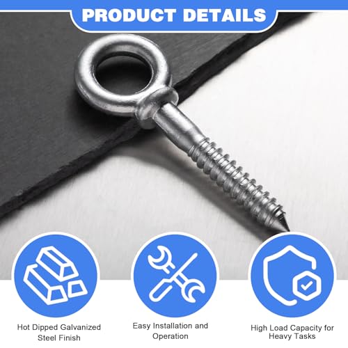 Image of LEIFIDE 4 Pcs Forged Steel Shoulder Eye Bolt Screw, Hot-Dipped Galvanized Forged Hook Screw Eye Bolt for Anchoring Chain and Wire Rope, 2, 200 Lbs Working Load Limit (1 /2 inch X 3-1 /4 inch)