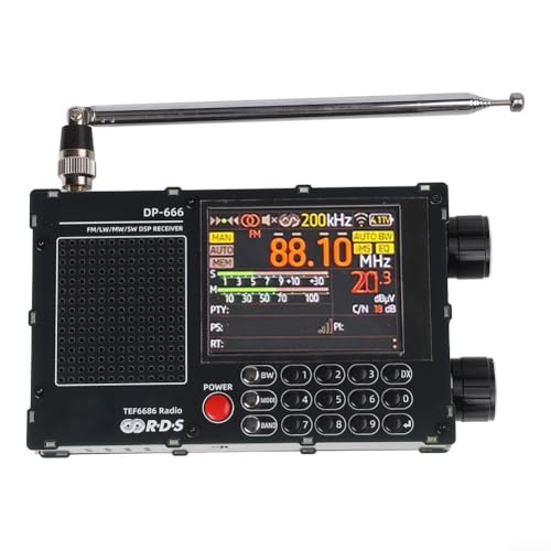 Snowchecking DP-666 Digital Radio Scanner TEF6686 With 2.8 Inch Touch Display Multi Band FM AM SW LW Radio Receiver Built-in Battery(Black)