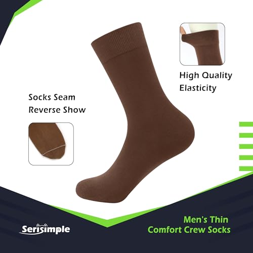 SERISIMPLE Viscose Bamboo Dress Men Sock Thin Soft Crew Anti Odor Lightweight Sock Breathable Comfort Cool soft Sock 5 Pairs (US, Alpha, Large, Regular, Regular, Brown) by SERISIMPLE - Used condition - Image 5