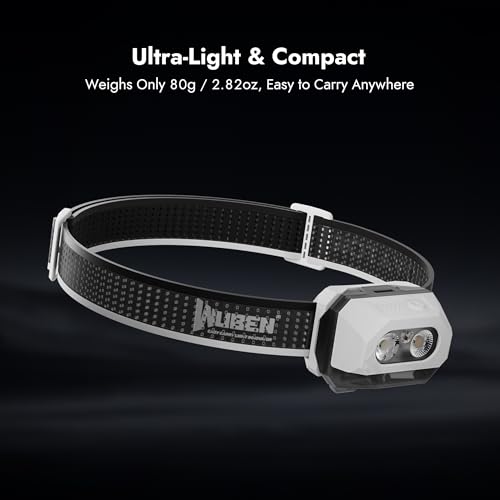 Image of WUBEN H4 LED Headlamp Rechargeable, 800 Lumens Super Bright Head lamp, IP68 Waterproof headlamp with Motion Sensor, Headlight Flashlight 10 Modes with Red Light, for Camping Fishing& Hiking Gear