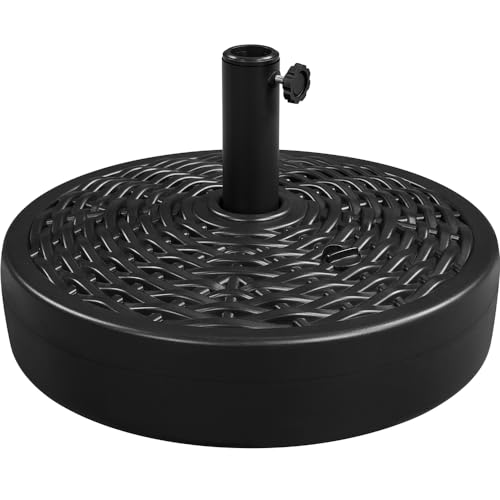 Yaheetech Pied de Parasol Remplie d'eau 22 L Base de Parasol en HDPE Imitation Rotin Socle de Parasol Extérieur pour Mât de Parasol de Ø 3,8 cm/4,8 cm Jardin Terrasse Piscine Noir