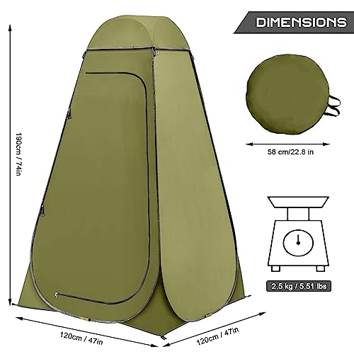 BRIAN & DANY Pop Up Shower Tent, Portable Changing Tent with Rain Shelter & Windows, Privacy Camping Tent for Hiking Beach, UPF 50+ & Waterproof, 47.2" x 47.2" x 74.8", Olive Green by BRIAN & DANY - Image 2