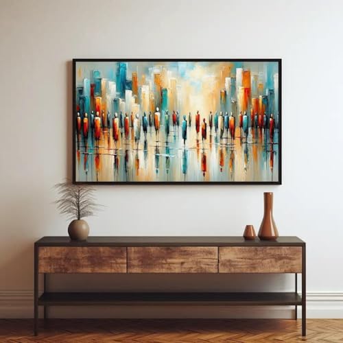 Tableau africain abstrait grand format 90x180 cm pour salon - 3