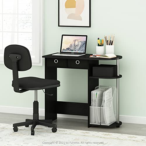Image of Furinno Go Green Desk, 31.5 inch Wide Gaming Desk with 2 Side Shelves and Storage Bins, Computer Desk, Office Desk for Home Office, Study Room, Dorm, Bedroom, Americano