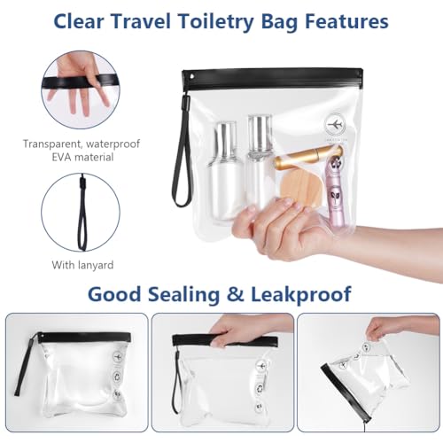LOPHE Lot de 4 Sacs de Trousse de Toilette Transparents Noirs 20x20cm avec Poignées - Trousse Toilette de Voyage Étanche pour Valise Cabine - Organisation Cosmétiques et Accessoires Homme Femme – Image 5