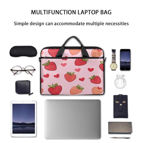 Bolso para portátil rojo con diseño de corazón de fresa 15 pulgadas miniatura 7