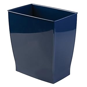 InterDesign Mono Wastebasket Trash Can – Rectangular, Navy