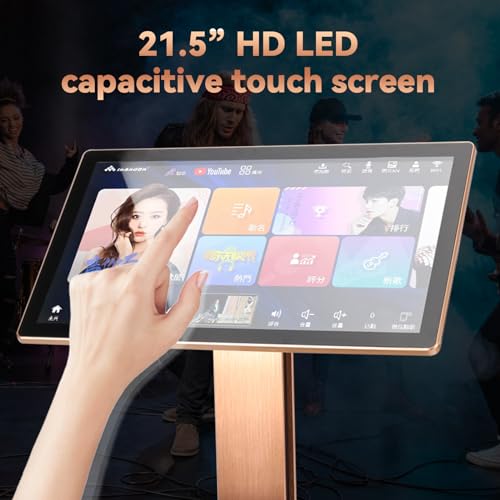 Image of 2026 New Chinese Karaoke Machine KV-V5 MAX Karaoke Player, with Reverb Wireless Microphone, Pihaosen 22-inch capacitive Touch Screen Free Cloud Download Function YouTube APP Online Play